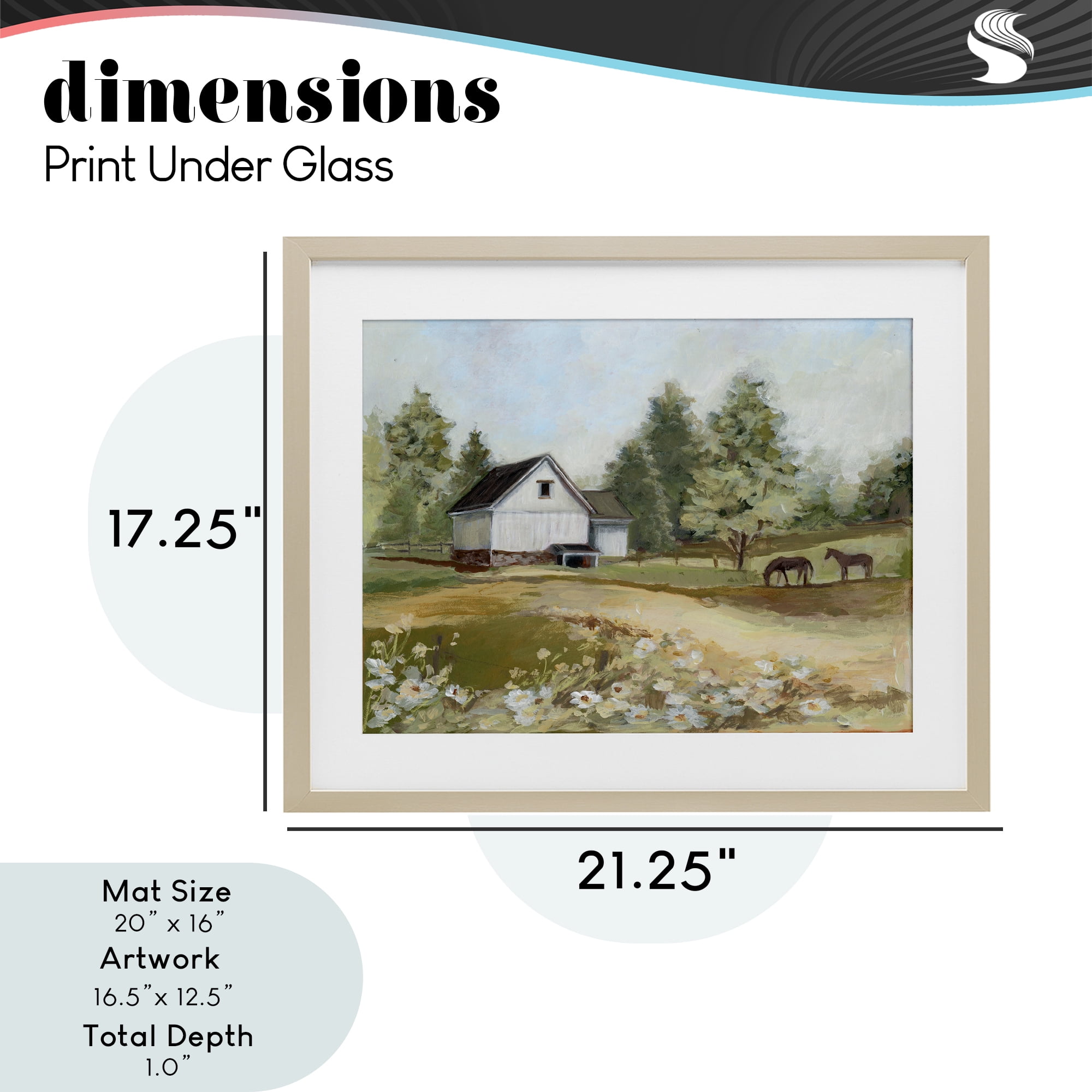 Stupell Industries Barn Field Landscape Birch Framed Print Under Glass, design by Susan Winget