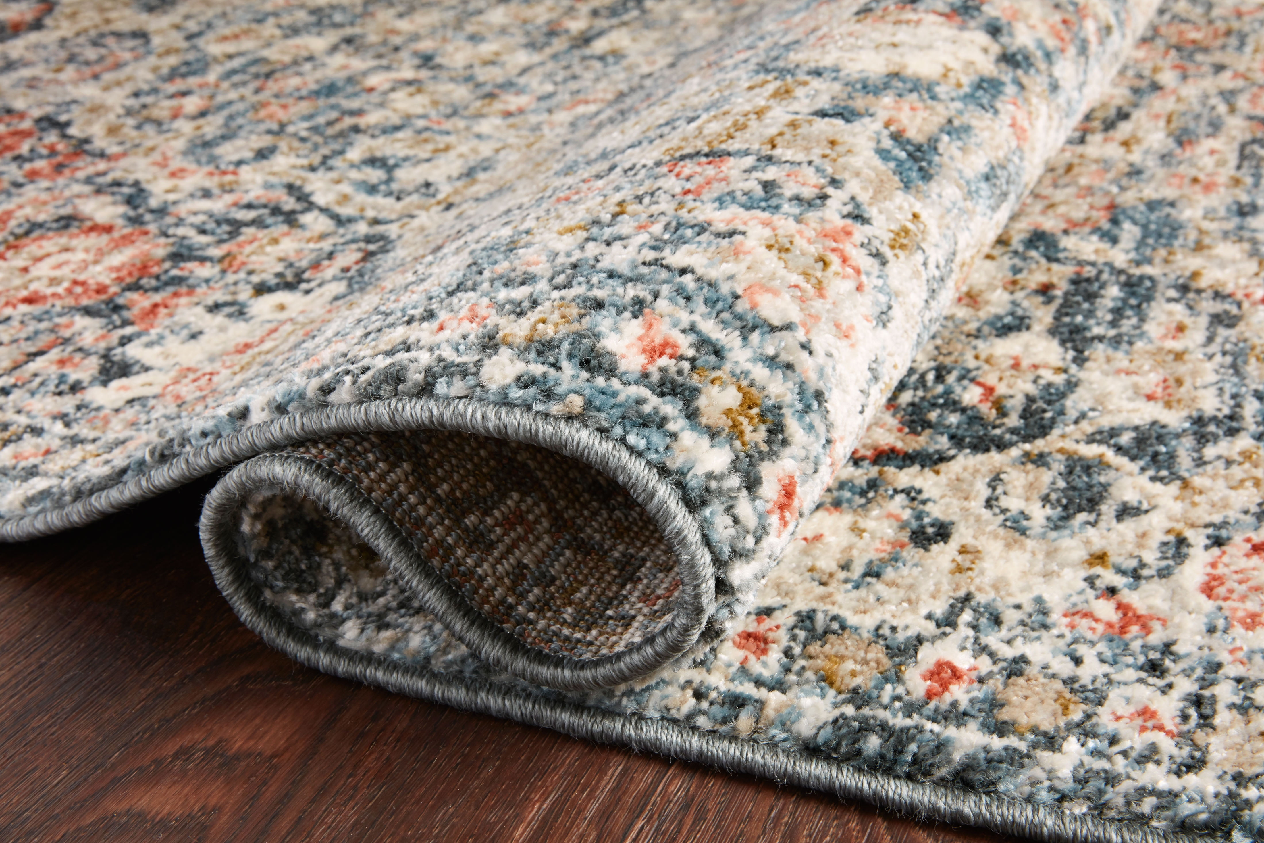 Loloi Saban SAB-02 Oriental Blue / Spice Area Rug 18" x 18" Sample