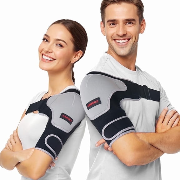Copper Compression Shoulder Brace, Rotator Cuff Support Brace for AC Joint Paint Relief, Arm Stability, Tendonitis, Shoulder Sleeves for Men and Women, Adjustable Straps Fits Left and Right Arm