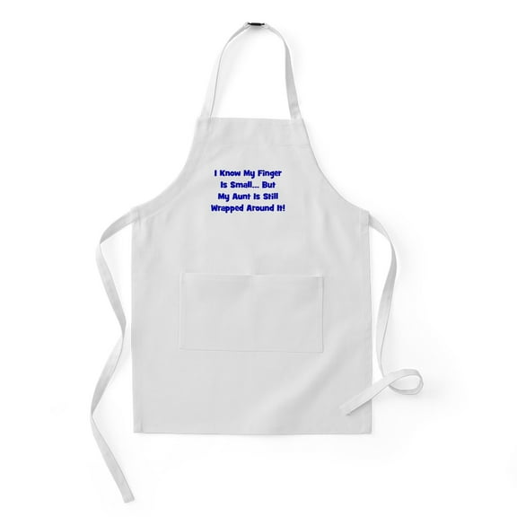 CafePress - Iknowmyfingerissmall_Aunt_Navy - Kids Apron