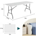 thumbnail image 4 of 6ft Plastic folding table, Small foldable table, Lightweight party table For outdoor, Portable tables folding, white 71in×27.5in×29in, 4 of 6