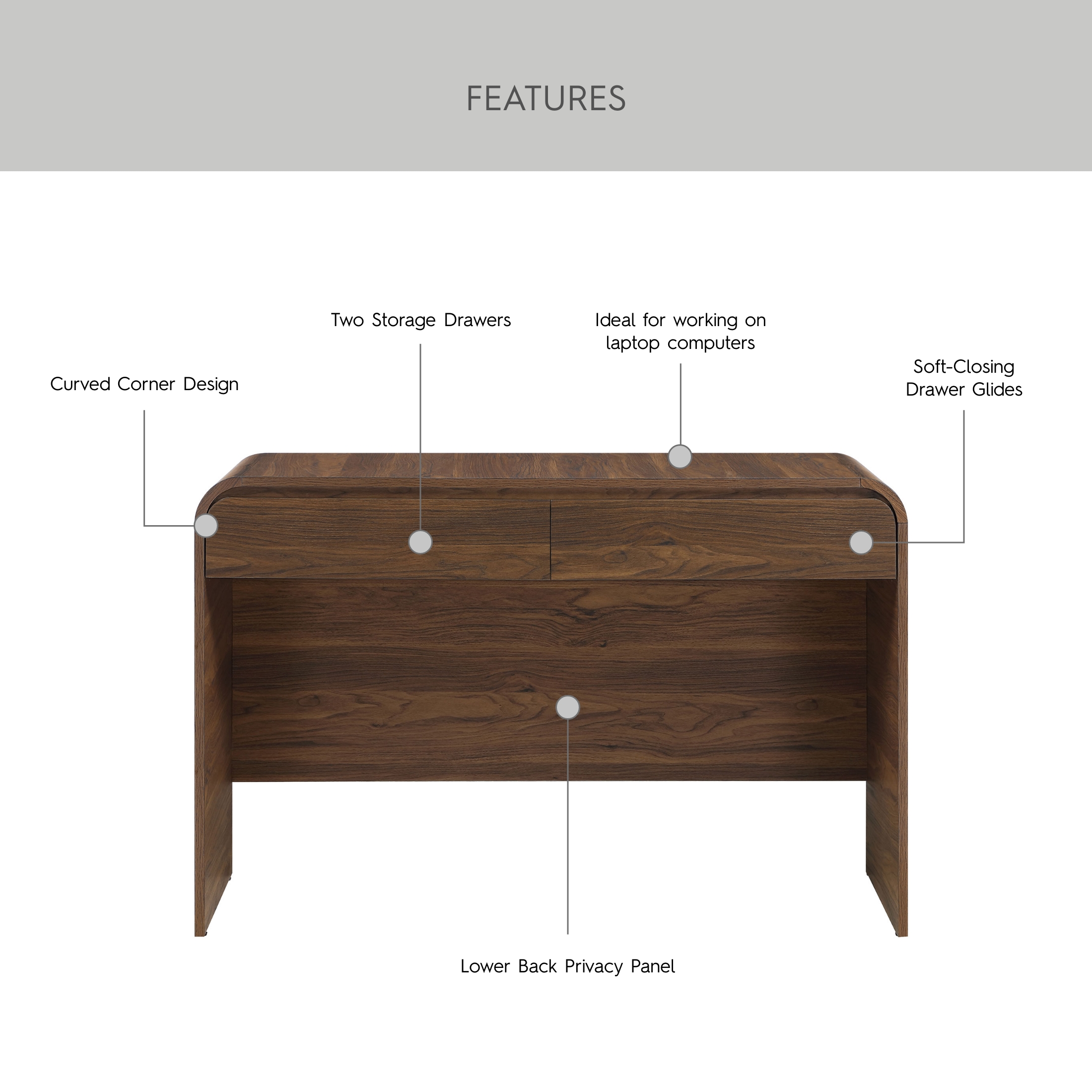 Better Homes & Gardens Juliet Loft Desk, Walnut photo 3