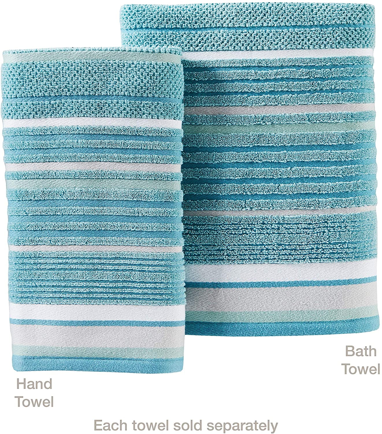 SKL Home Seabrook Stripe Hand Towel (2-Pack), Teal, 16" x 26"