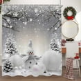 thumbnail image 2 of Christmas Snowman Shower Curtain, Grey Winter Snowflake Holiday Xmas Fabric Shower Curtains Set for Bathroom, Cute Gray Restroom Decor Accessories with Hooks 72X 84 inch, 2 of 6