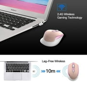 Wireless Mouse, 2.4G Wireless Ergonomic Optical Mouse, Cimetech Slim Silent Mouse with USB Receiver and 3 Adjustable DPI Cordless Computer Mouse for Laptop, Desktop, MacBook ,PC and Home Office-Pink
