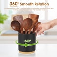 thumbnail image 3 of Tzdxfgl 360° Rotating Bamboo Kitchen Utensil Holder, 6.5'' Large Countertop Silverware Organizer, Black, 3 of 12