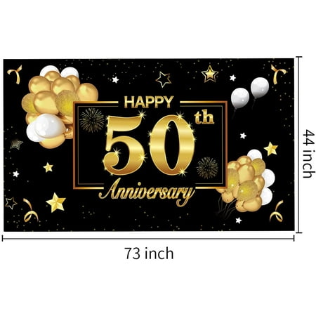 50th Wedding Anniversary Banner Backdrop Decorations, Black Gold Happy 50th  Anniversary Party Sign Decor, Large 50 Year Anniversary Poster Background  Supplies | Walmart Canada