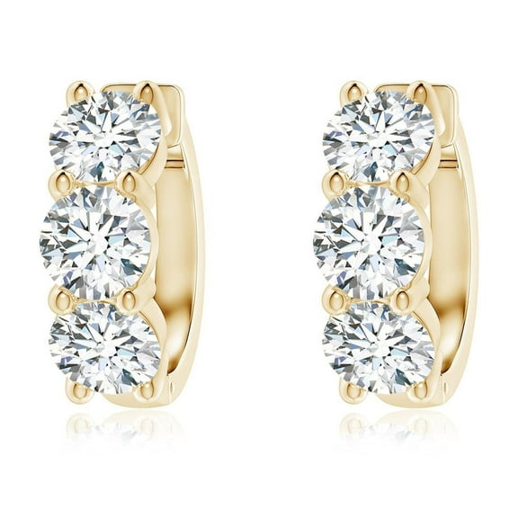 Angara Lab-Grown Diamond Hoop Earrings for Women in 14K Yellow Gold - April Birthstone Jewelry | 3ct Lab Created Diamond Hoops