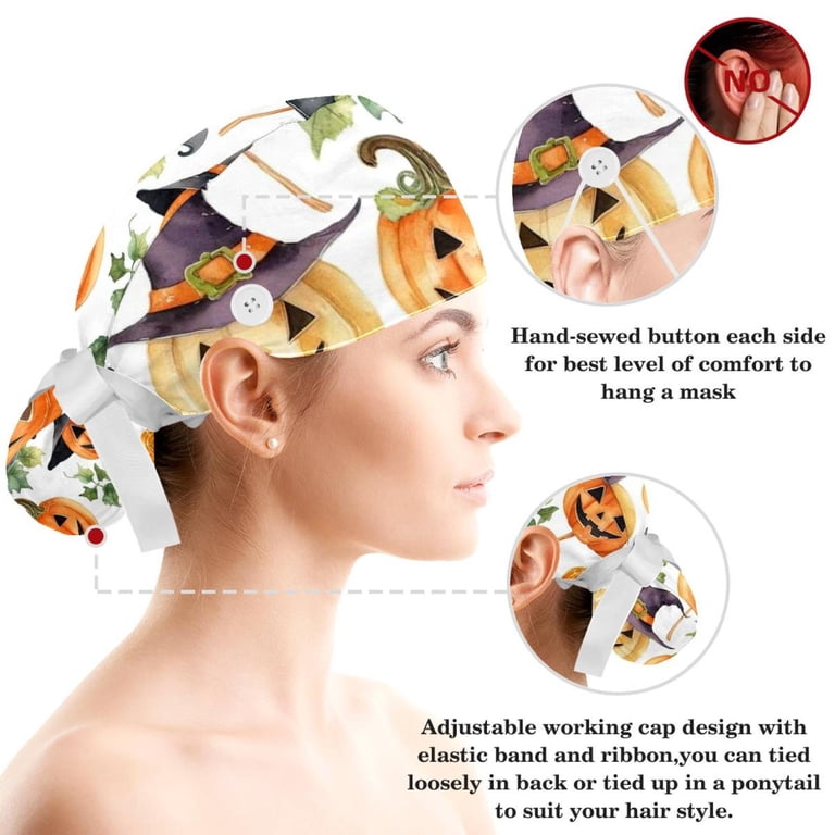 2 Pack Adjustable Scrub Caps With Sweatband - Peach Skin 
