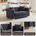 thumbnail image 3 of ChenyueFurn 62" Velvet Chesterfield Loveseat with Rolled Arms,Black+Blue, 3 of 11