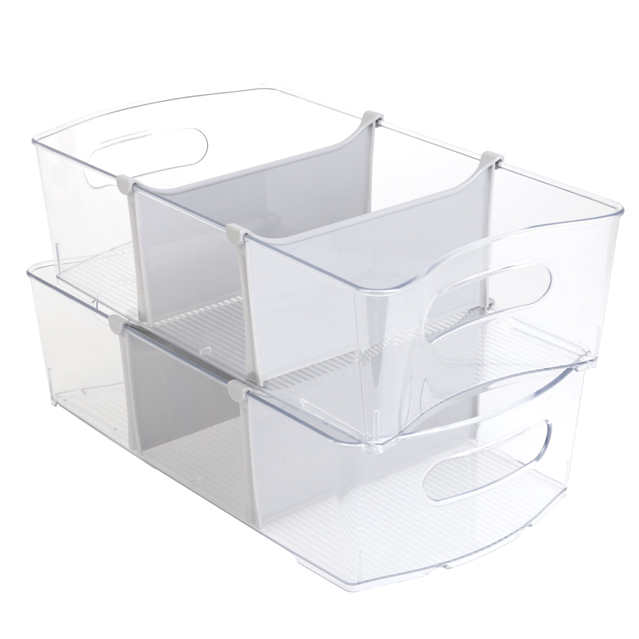Mainstays Clear Wide Closet and Laundry Organizer Bin with Dividers