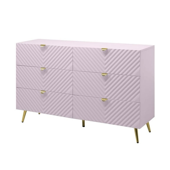 Acme Furniture Gaines Dresser, Pink High Gloss Finish