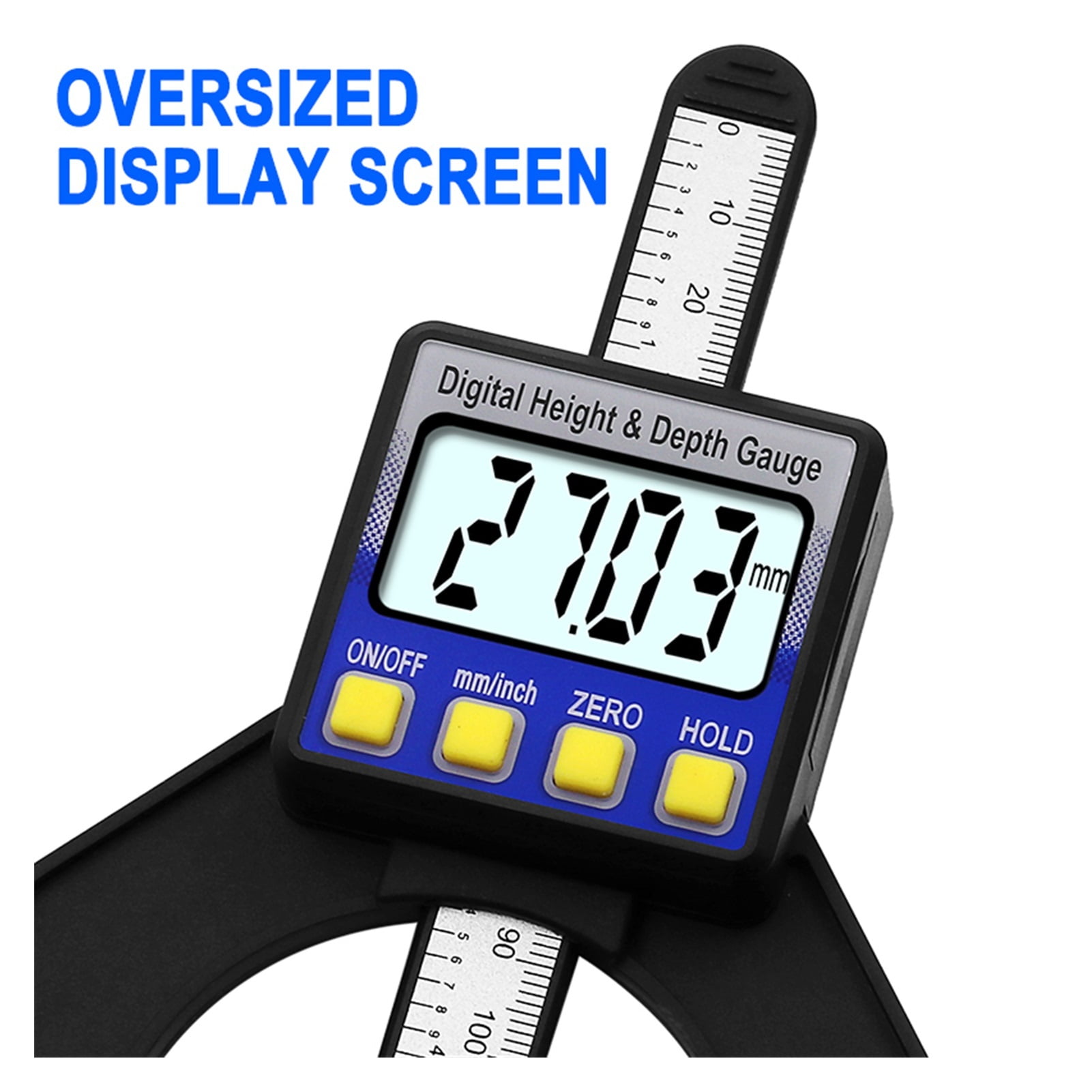 Digital Depth Caliper Height Gauge Digital Tread Depth Gauge LCD Magnetic Self Standing Aperture 0-80mm