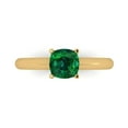 thumbnail image 2 of 1.0ct cushion cut green emerald 18k yellow gold Bridal Wedding Engagement Promise Anniversary Ring for Women size 5.75, 2 of 7