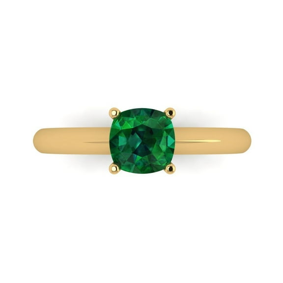 Solitaire Engagement Ring for Women - 1ct Simulated Emerald in 14K Yellow Gold Promise Ring