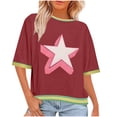 thumbnail image 2 of Horkkom T-Shirts Graphiques pour Femmes Été Imprimé Étoile Manches Courtes Chandails Décontractés Col Rond T-Shirts, Cadeaux pour Femmes TG, 2 of 6