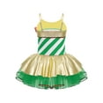 thumbnail image 4 of YiZYiF Girls Striped Sequins Dance Leotard Figure Ice Skating Tutu Dress Christmas Mrs Santa Claus Green 12, 4 of 5