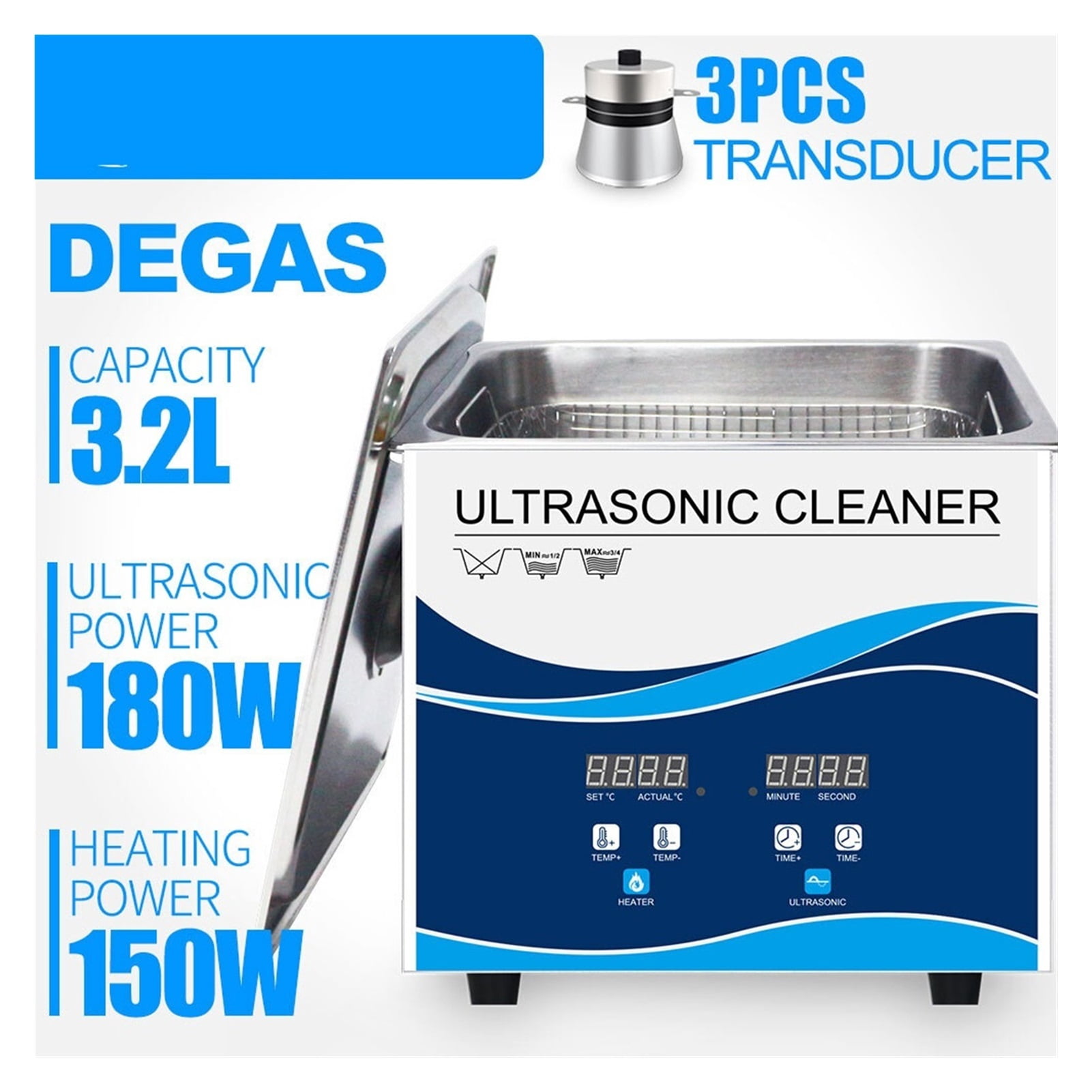 Factory Ultrasonic Cleaner 180W 3L Dental Use Manicure Tattoo Store Cleaning Device Injector Printer ,Strong Cleaning