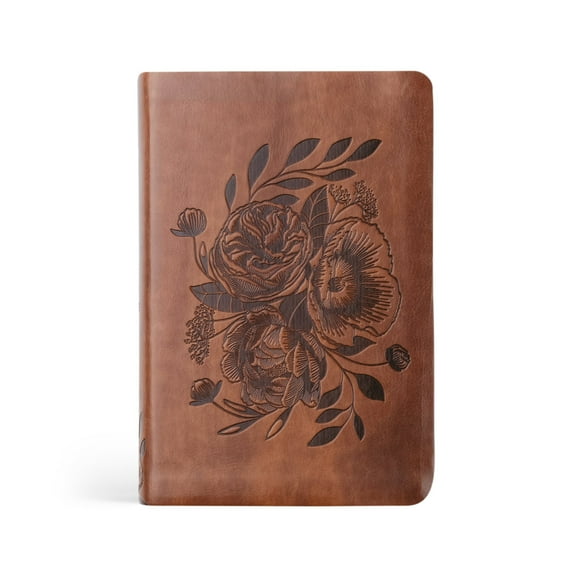 Hosanna Revival, New Living Translation, Notetaking Bible, Portable Size, Readable Font, Brown Leather-like Cover with Floral Design, Title: Aurora Theme