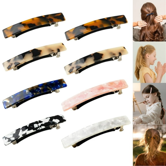 Hair Barrettes for Women, 8 Pcs Barrettes for Fine Thin Thick Hair, 3 Inch Acetate Small Clips Barrette No Slip, French Tortoise Shell Womens Girls Accessories