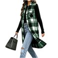thumbnail image 6 of Plaid Button Down Long Vest For Women, Lapel Collar Sleeveless Side Split Cardigan, Fall Casual Curved Hem Tops With Pockets, 6 of 7