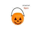 thumbnail image 3 of Kumdkd 6-Pack Halloween Pumpkin Candy Bucket - 6.5" Orange Plastic Treat Pail with Handle for Kids Trick or Treating & Party Decor, 3 of 5