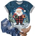 thumbnail image 4 of Kedxroy Christmas Shirts for Women Plaid Christmas Trees Shirt Xmas Holiday Tee Tops(Dark Blue,S), 4 of 6
