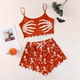 thumbnail image 3 of Halloween Pajamas Women Cute Print Lettuce Cami and High Waist Shorts Nightwear Set Funny Skeleton Sleepwear, 3 of 6