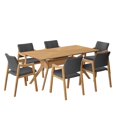 thumbnail image 1 of Juego de Comedor de Madera con 6 Sillas Tapizadas para 6 Personas, Mesa y Sillas para Comedor y Cocina, Midtown Concept Ibiza, Roble y Gris Oscuro, 1 of 5