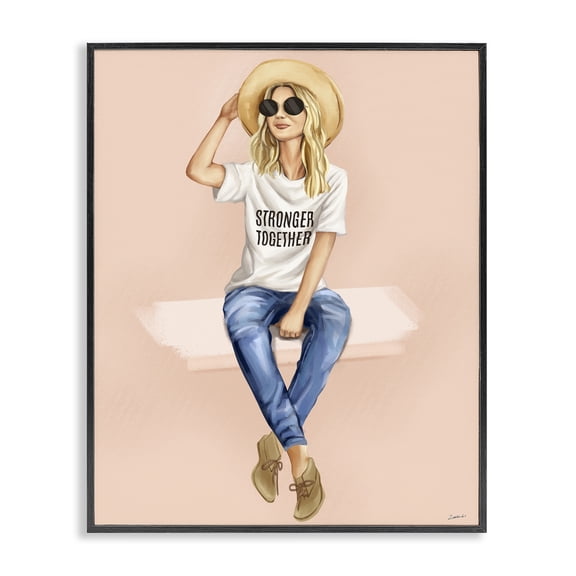 Stupell Industries Contemporary Stronger Together Relaxed Female Black Framed Giclee Art, 11 x 14, by Ziwei Li