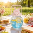 thumbnail image 5 of 1000ml Rabbit Large Capacity Water Bottle - Portable Outdoor Straw Water Cup for Travel, Hiking & Daily Use, Cute Bunny Themed Water Bottle Gift, 8.66*3.14in, Pink, 5 of 6