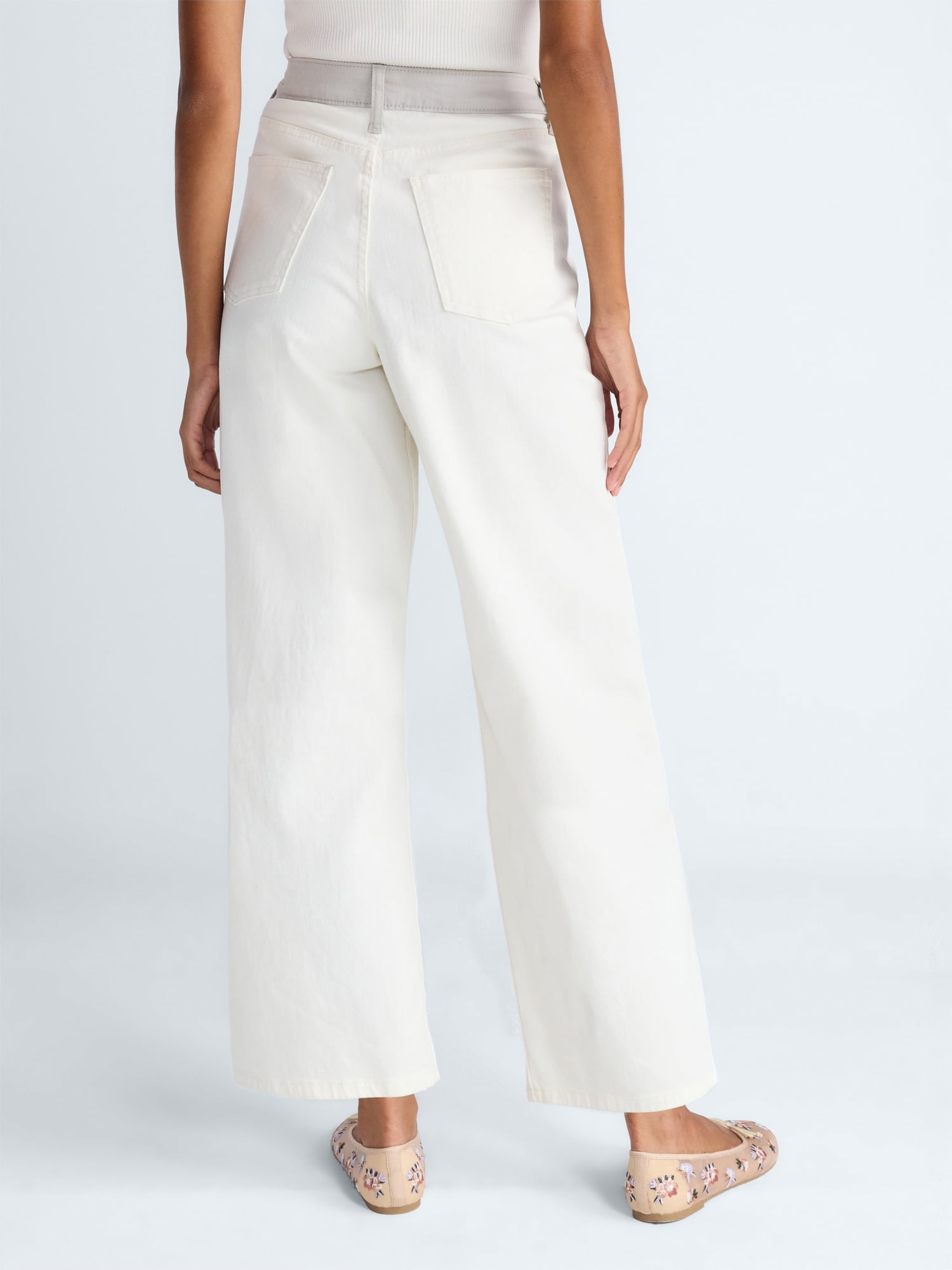 Scoop Women's and Women's Plus Mid-Rise Colorblock Wide Leg Jeans, Available in Short, Reg, and Long, Sizes 0-26W