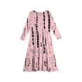thumbnail image 4 of XADYUY Girls Maxi Dress Kids Casual A-Line Long Sleeve Maxi Dress Striped Crew Neck Sundresses Basic Tiered Skirt with Pockets,Pink, 4 of 5