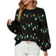 thumbnail image 2 of Suéter de cuello redondo para mujer, suéter navideño de manga larga con cuello redondo y estampado para mujer, 2 of 8