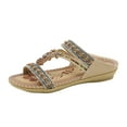 thumbnail image 2 of AXXD Women Beige Sandals Clearance Summer New Floral Rhinestone Flat Toe Over Boho Sandals Casual Beach, 2 of 4