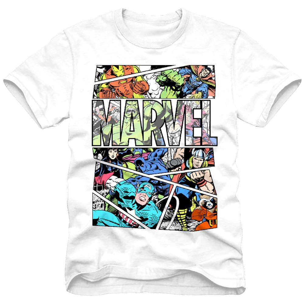 Official Marvel Comics Spiderman Big Head T-Shirt Captain America Hulk Thor
