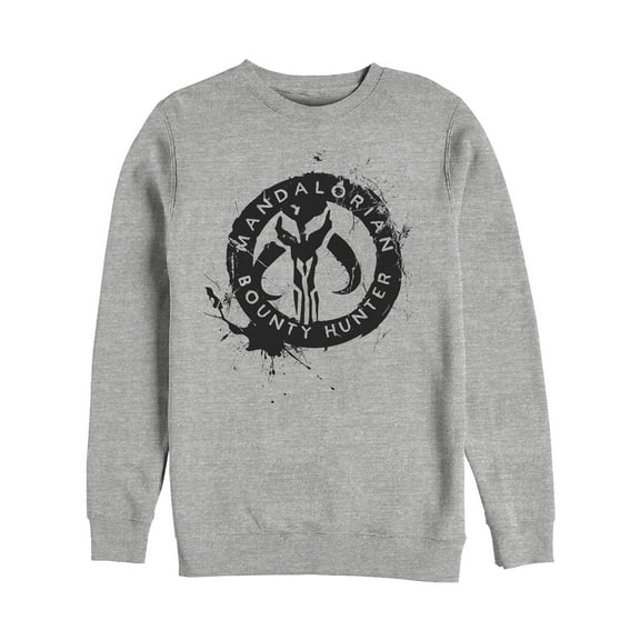 Men's Star Wars: The Mandalorian Paint Splatter Emblem Sweatshirt Athletic Heather Small