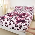 thumbnail image 3 of Feelyou Bling Bow-tie Queen Sheet Sets, Pink Fashion Leopard Print Bed Set, 4 Pieces, 3 of 7