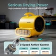 thumbnail image 2 of SereneLife Air Mover, 3-Speed Blower Fan with Adjustable Angle, 2500 CFM Airflow, Portable Dryer for Ventilation, Circulation, and Drying in Homes, Garages, and Worksites, Yellow, 2 of 5