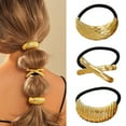 thumbnail image 6 of Sdmnsg-T 3PCS Metal Hair Tie For Women,Gold Cuffs,Metal Geometric Gold Hair Ties, Hair Accessories Stretchy and Non-Damage Ponytail Holders,Ponytail Cuff Hair Bands For Hair Styling, 6 of 26