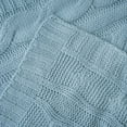 thumbnail image 6 of Battilo Pale Blue Cable Knitted Blanket,Tiffany Blue Herringbone Blanket,Housewarming Gifts,50"x60", 6 of 6