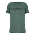 thumbnail image 5 of MIXUE Boho Tops For Women Summer Solid Color Ruffles Round Neck Short Sleeve Casual Soft T-shirts Streetwear,Green,XXL, 5 of 5