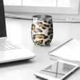 thumbnail image 3 of 12oz Stemless Wine Tumblers Beige and Black Of Leopard Print Vacuum Insulated Stainless Steel Travel Tumbler Cups Mug with Lid and Straw for Champaign,Cocktail,Beer with Cleaning Brush, 3 of 5