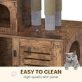 thumbnail image 4 of Recaceik Cat Litter Box Enclosure with Cat Tree, Hidden Cat Washroom Furniture with Divider, Wooden Cat House with Platform, Scratching Post & Soft Plush Perch, Pet Cabinet, Rustic Brown, Large, 4 of 5