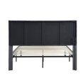 thumbnail image 3 of Gray upholstered queen size bed frame headboard wood slat support no box spring fits all mattresses simple setup for bedrooms, 3 of 5