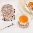 thumbnail image 5 of Cartoon Letter and Character Coasters with Holder for Coffee Table 6 Pcs Drink Coaster Sets Absorbent for Home Decor 4 inch, 5 of 7