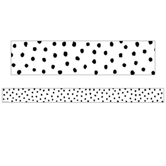 Teacher Created Resources Black Painted Dots on White Straight Border Trim, 35 Feet Per Pack, 6 Packs