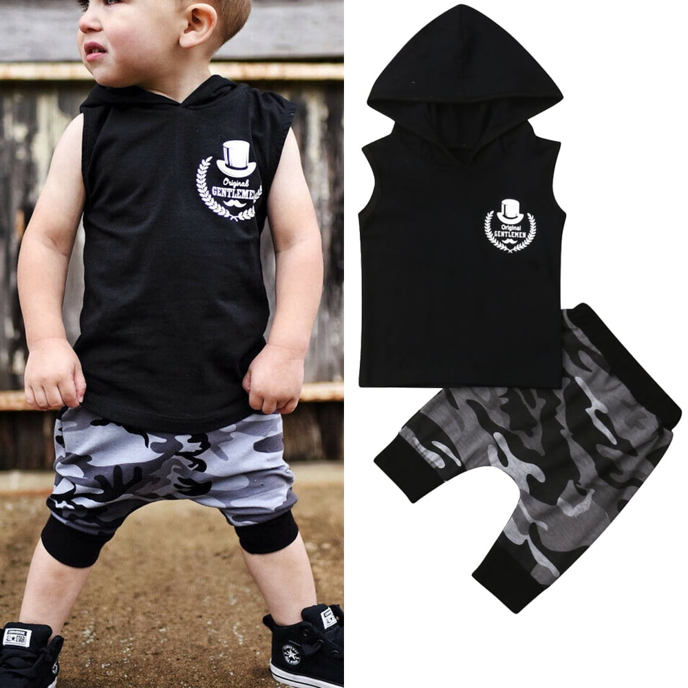 2pcs Toddler Kids Baby Boys Tops Hoodie T-shirt Shorts Pants Outfit Clothes Set 