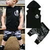 Toddler Baby Kids Boy Summer Clothes Sleeveless Hoodie Tops Camo Harem Pants 2PCS Outfits sET
