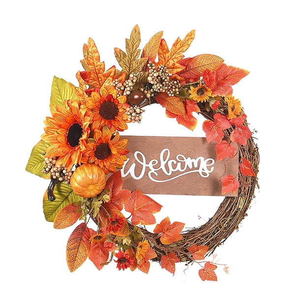 Guirnalda De Otoño, Simulación De Hoja De Arce, Calabaza, Girasol, Guirnalda De Halloween, Guirnalda Decorativa De Ratán Para Interior Y Exterior sonducket HA037593-00
